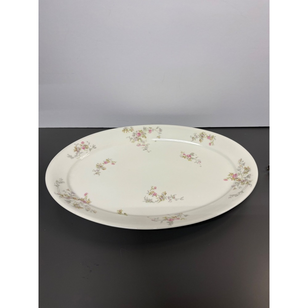 Haviland‎ France Limoges Oval Serving Platter Floral Pink Yellow White 18.5 Inch